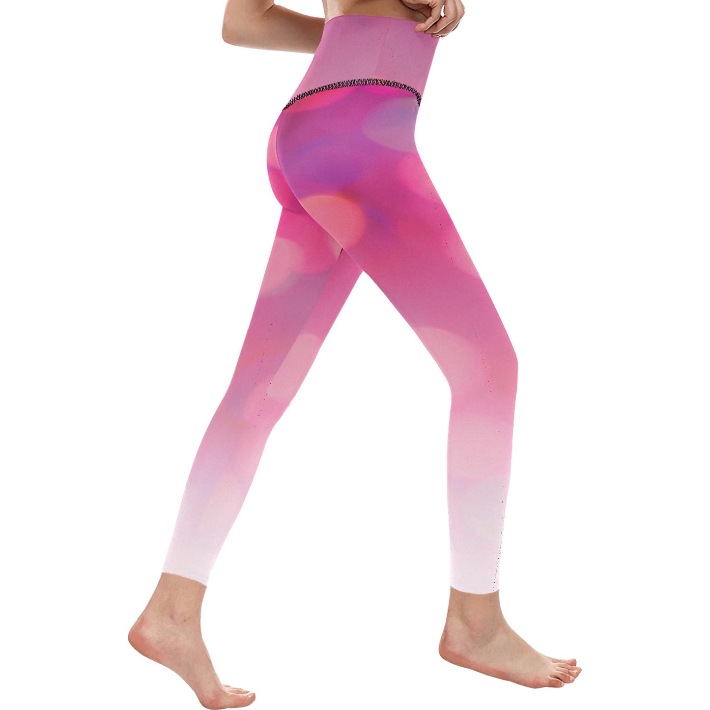 Pink Circles Women's High-Waisted Leggings