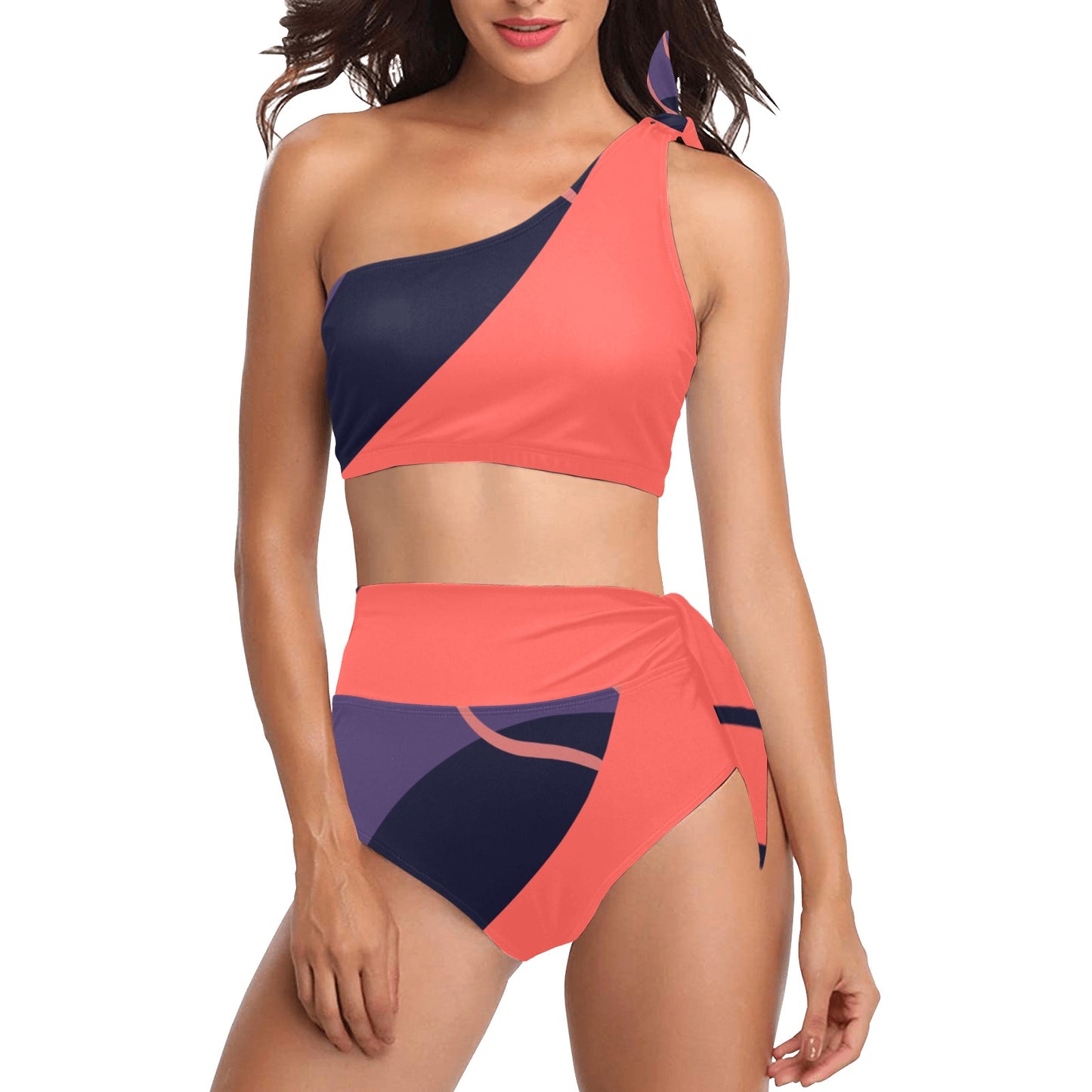 Orange You One Shoulder Bikini Set