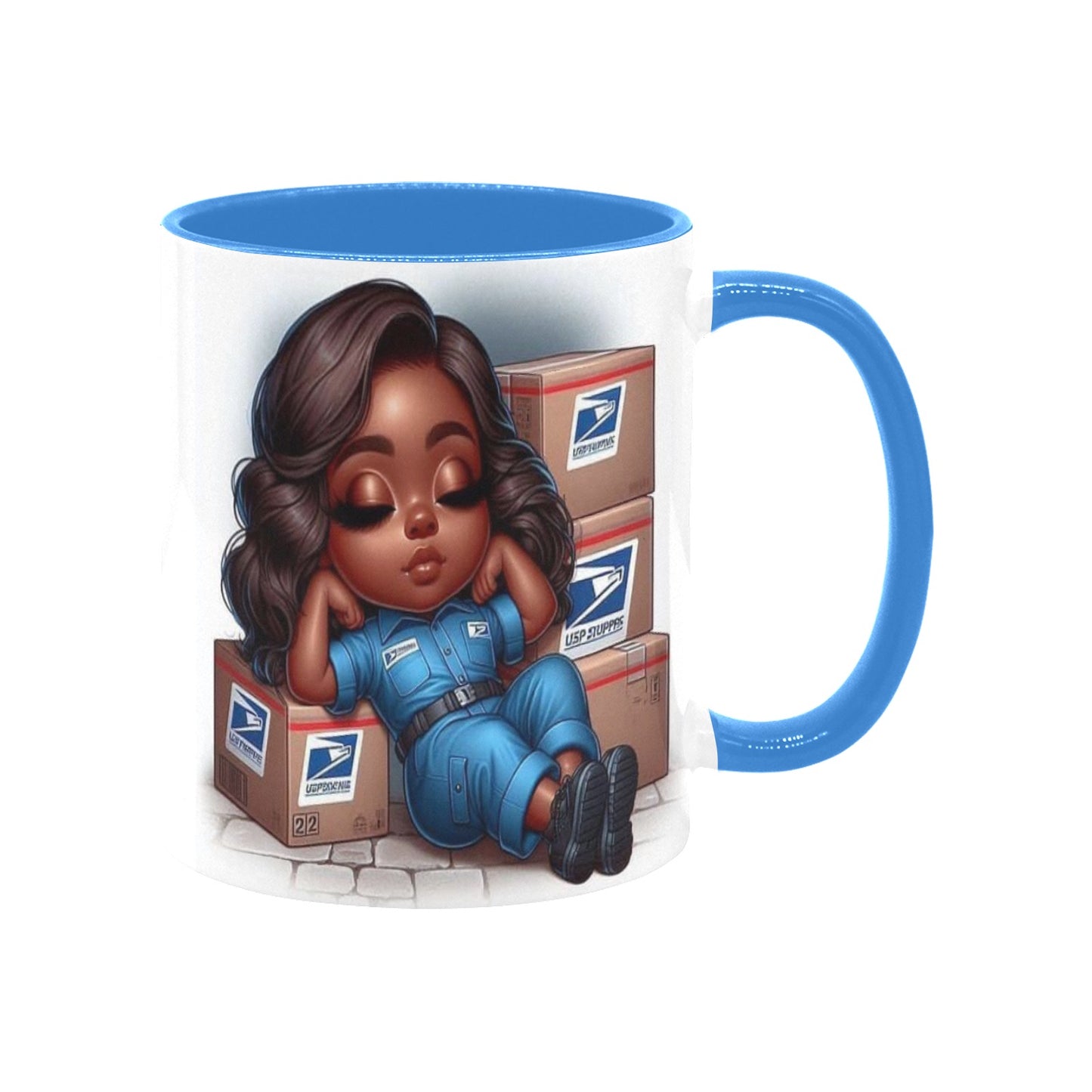 Resting Postal Worker Girl Custom Inner Color Mug (11oz)