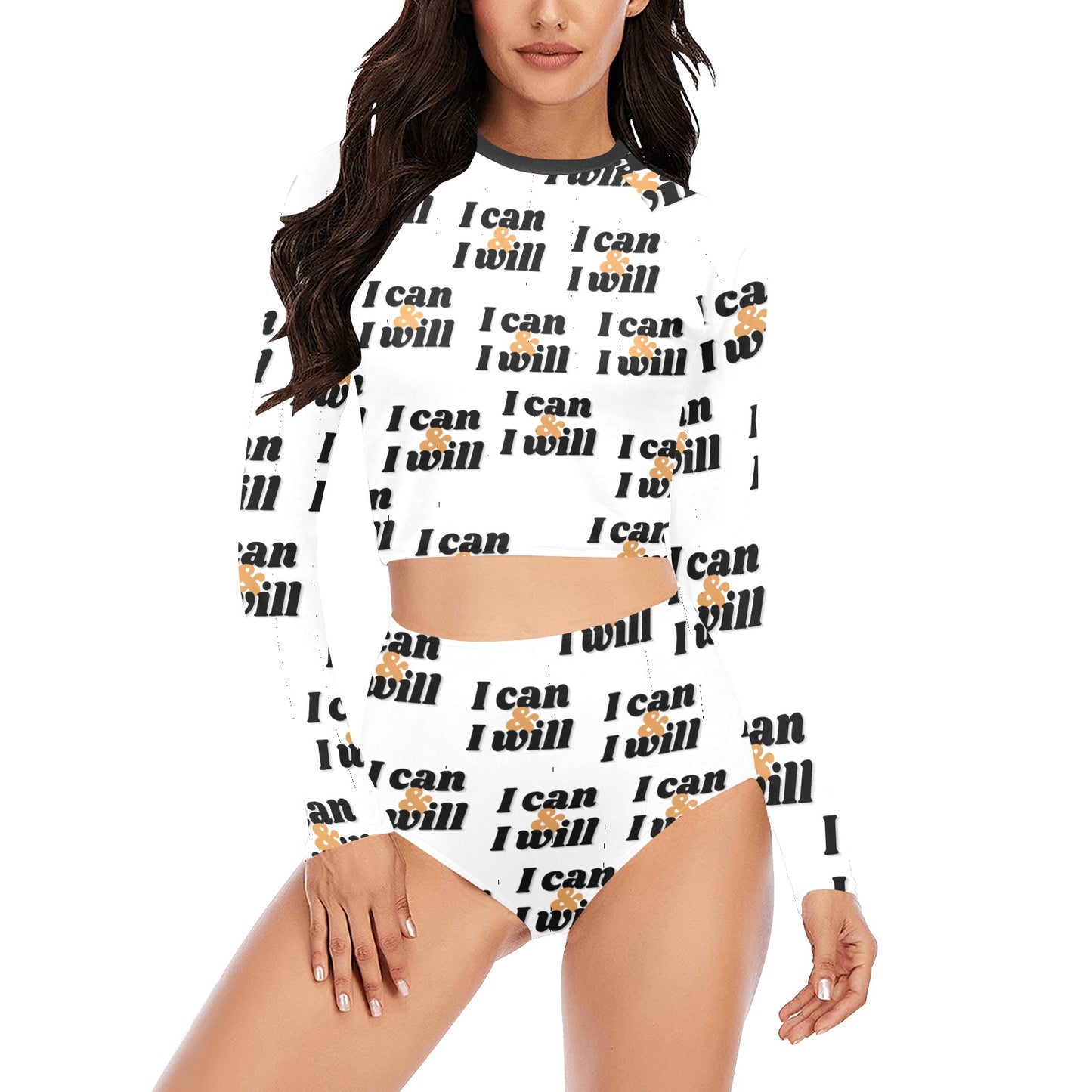 I Can & I Will Long Sleeve Bikini Set