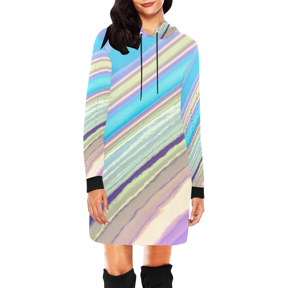 Bright Stripes Hoodie Mini Dress