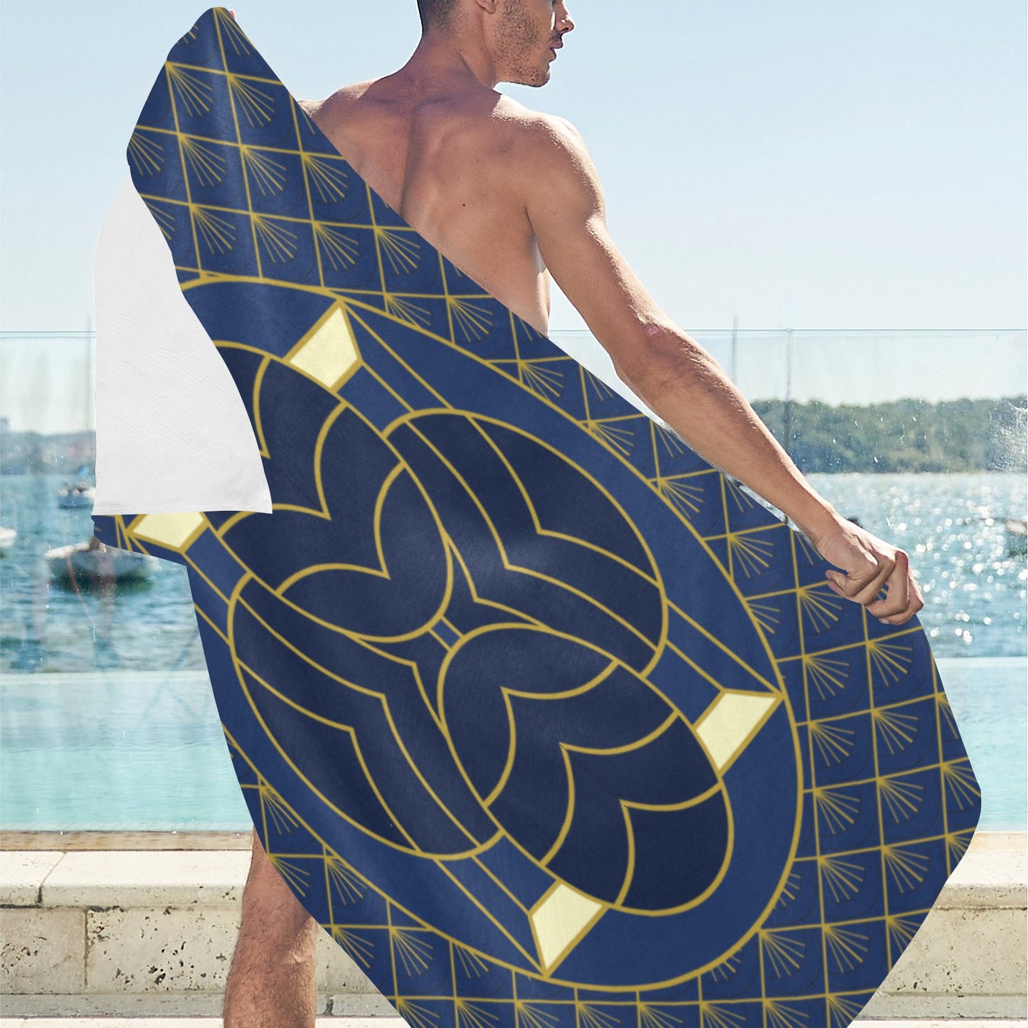 Navy Cut Beach Towel 32"x 71"