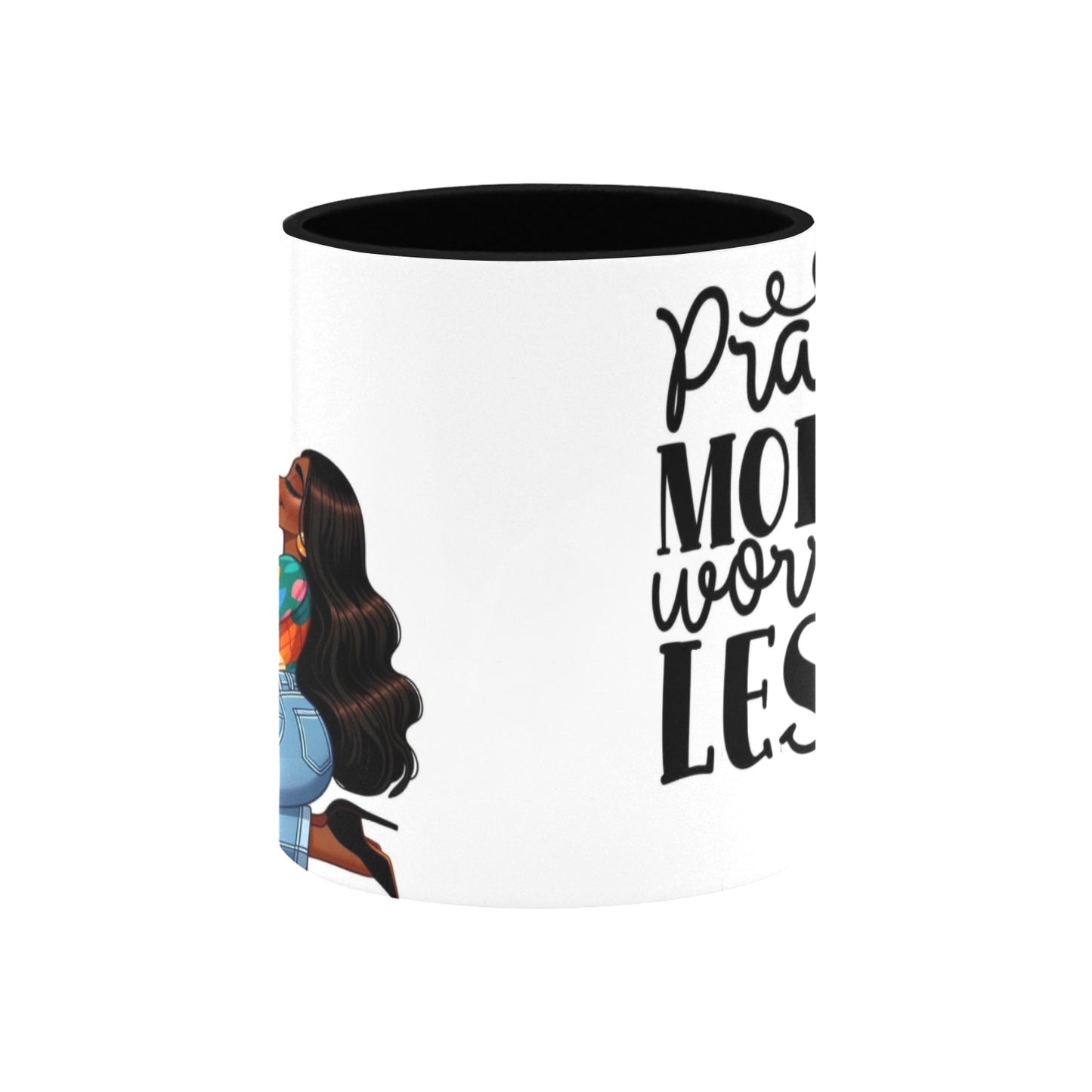 Pray more worry less Custom Inner Color Mug (11oz)