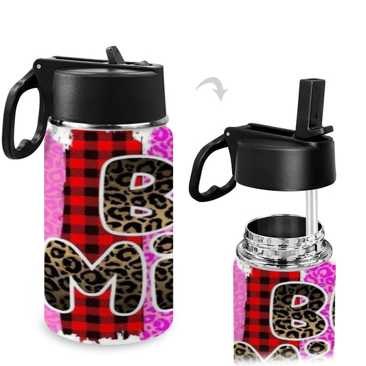 Be Mine Valentines Kids Water Bottle with Straw Lid (12 oz)