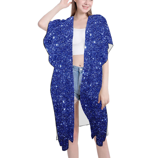 Blue Shimmer Chiffon Cover Up