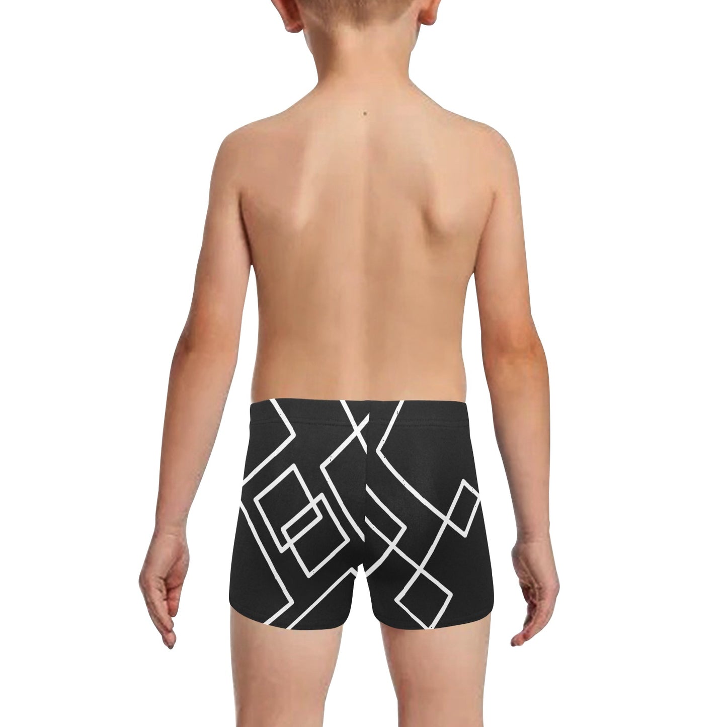 Black Squared Little Boys' Swimming Trunks