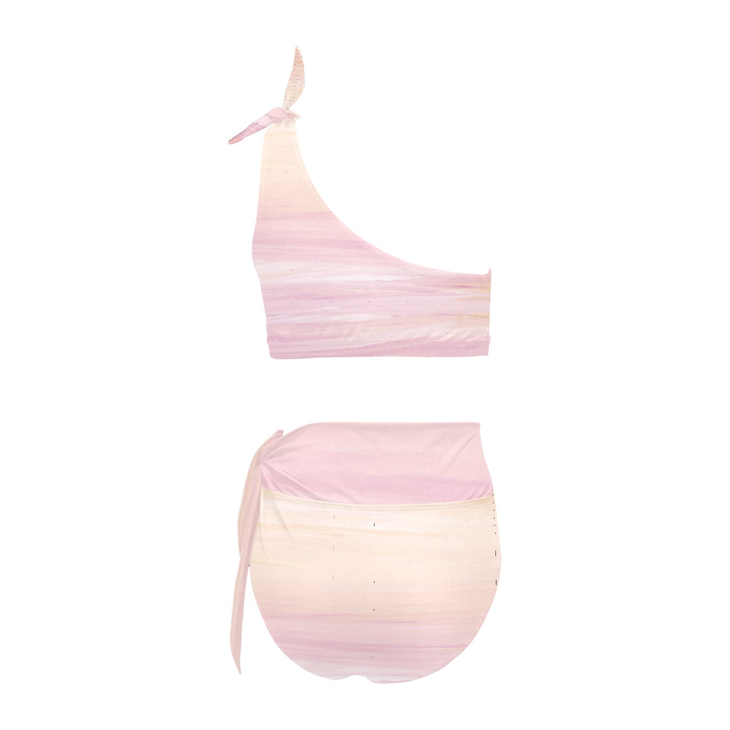 Peach Ombre One Shoulder Bikini Set