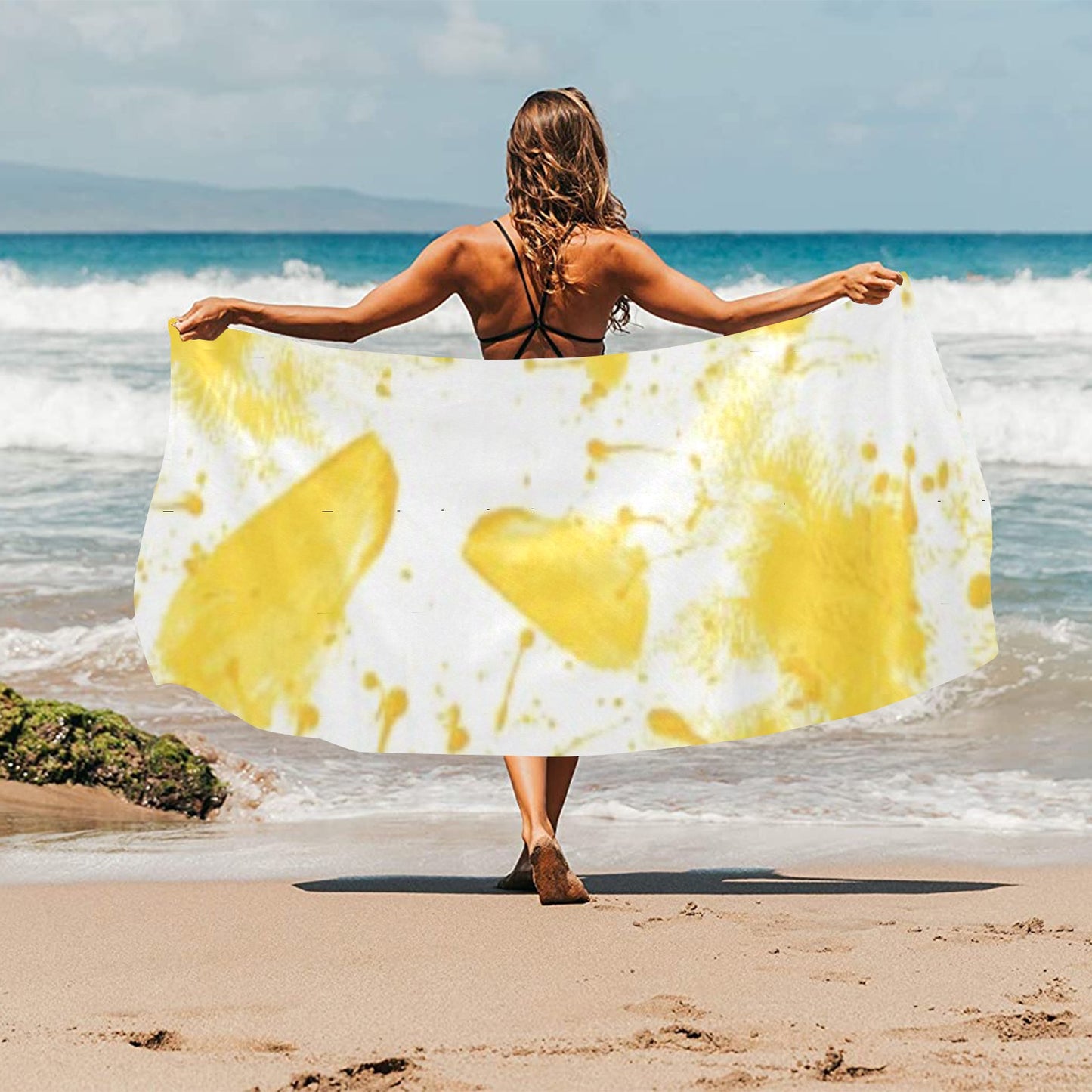 Yellow Splash Beach Towel 32"x 71"