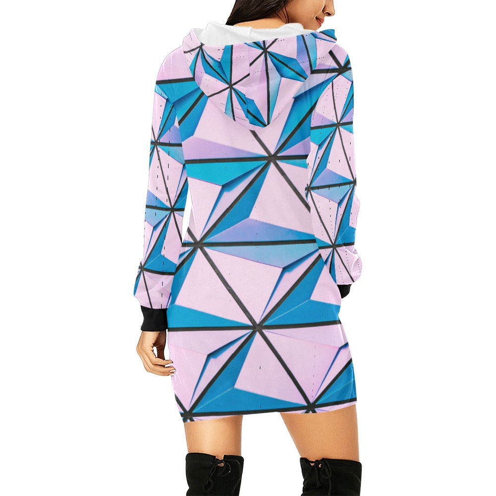 Pink Abstract Hoodie Mini Dress