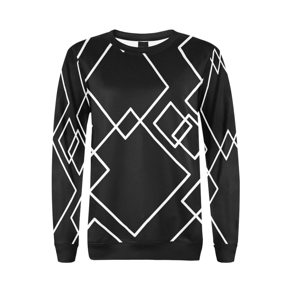 Black Squared Crewneck Sweatshirt for Women