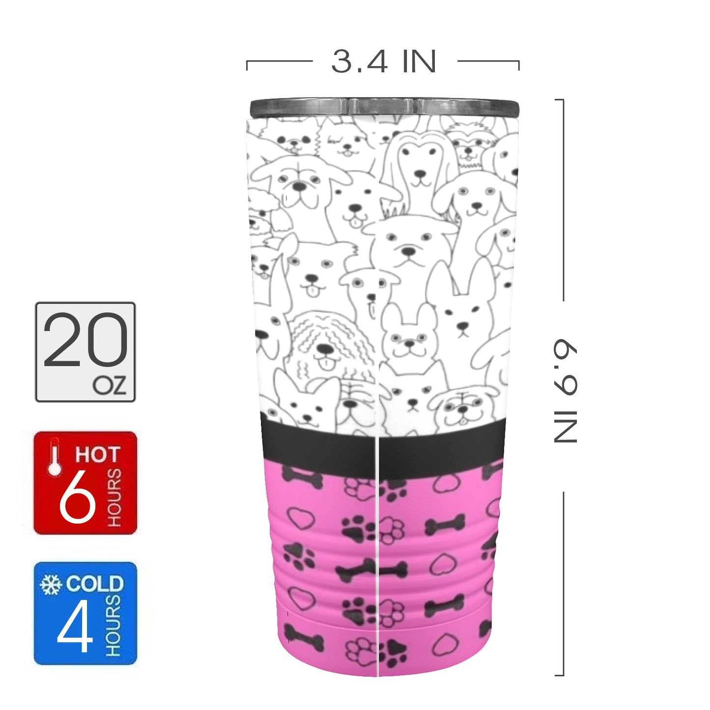 Less People More Dogs 20oz Insulated Stainless Steel Mobile Tumbler