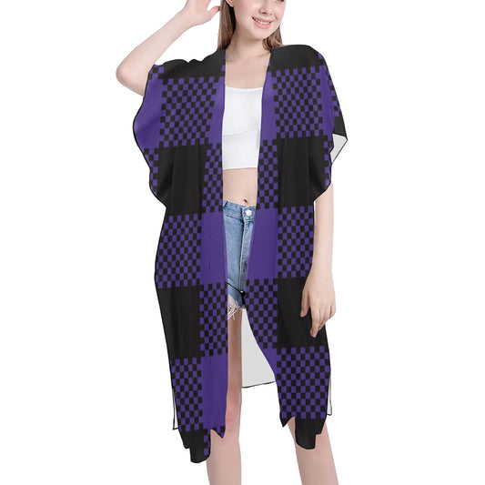 Purple & Black Chiffon Cover Up