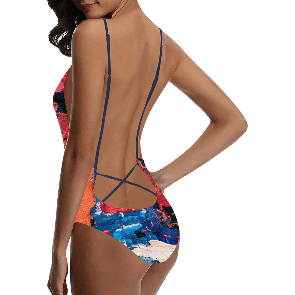 Kay’s Sexy Lace Backless One-Piece Swimsuit