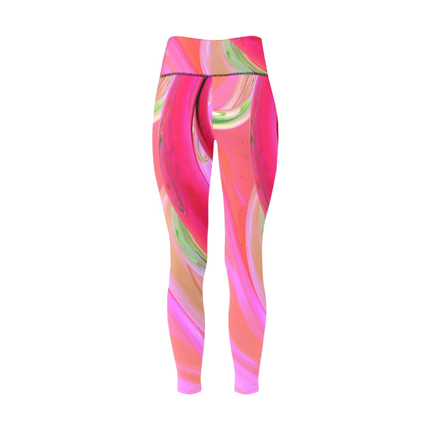 Pink Rings Women's High-Waisted Leggings