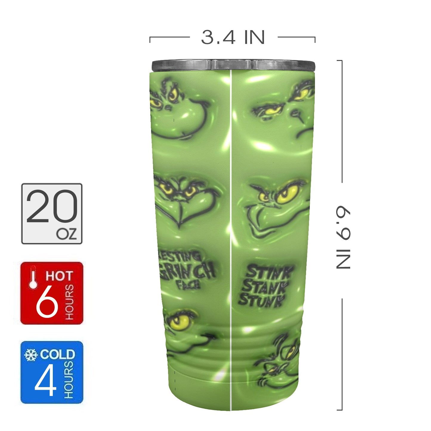 Grinch Girl Christmas 20oz Insulated Stainless Steel Mobile Tumbler