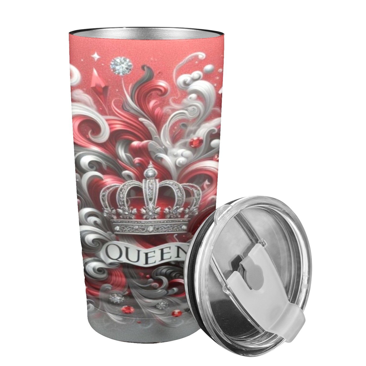 Queen- Red/Black 20oz Insulated Stainless Steel Mobile Tumbler