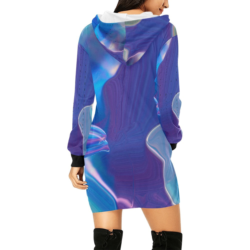 Blue Aura Hoodie Mini Dress