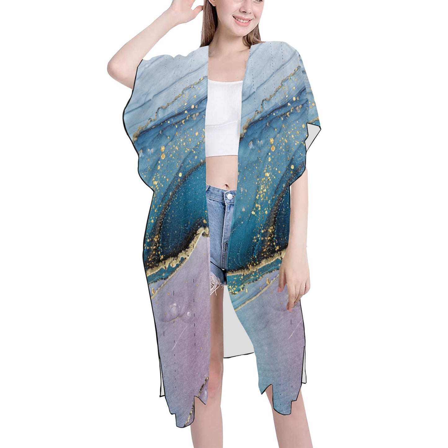 Blue Marble Chiffon Cover Up