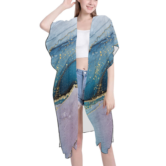 Blue Marble Chiffon Cover Up