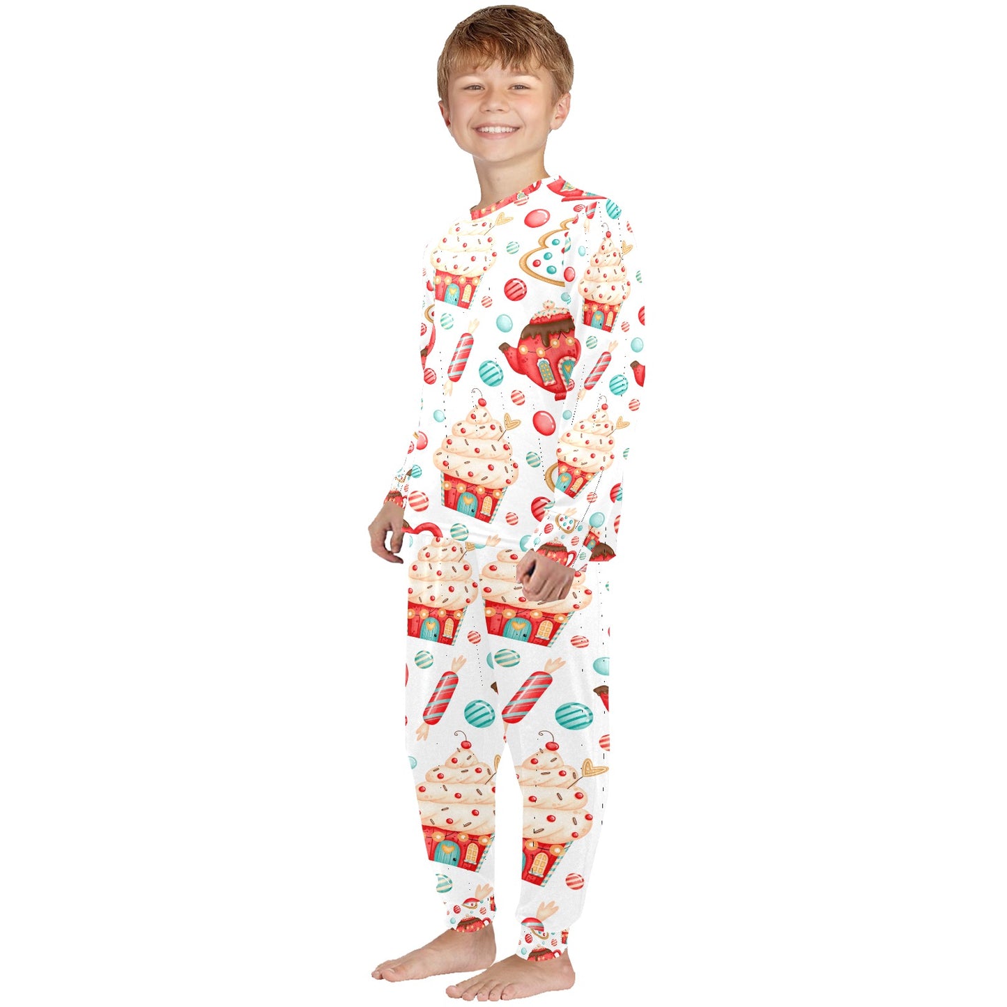 Sweet Treats Christmas Little Kids' Crew Neck Long Pajama Set