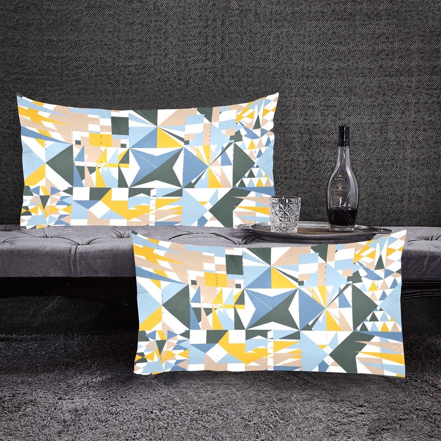 Blue Abstract Custom Pillow Case 20"x 36" (One Side) (Set of 2)