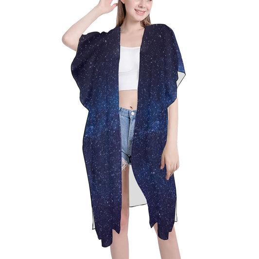 Blue Shimmer Chiffon Cover Up