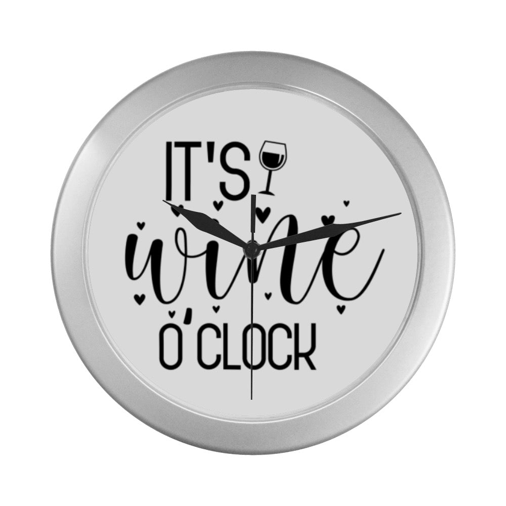 Wine O’Clock Silver Color Wall Clock