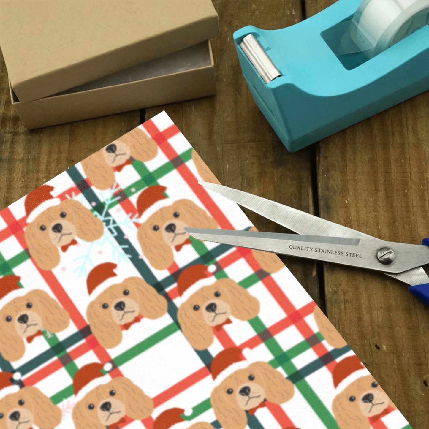 Santa Dog Christmas Gift Wrapping Paper 58"x 23" (3 Rolls)