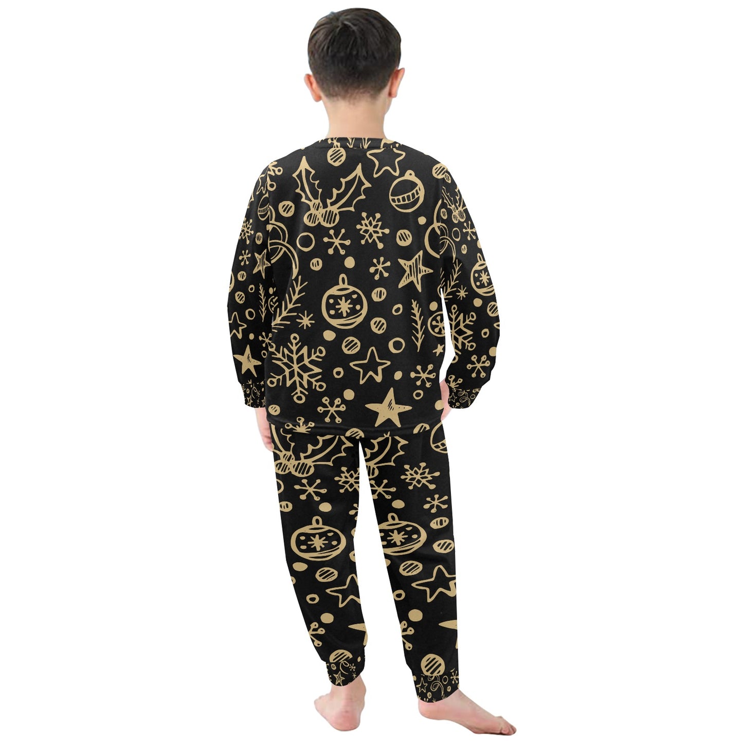 Gold Ornaments Christmas Little Kids' Crew Neck Long Pajama Set