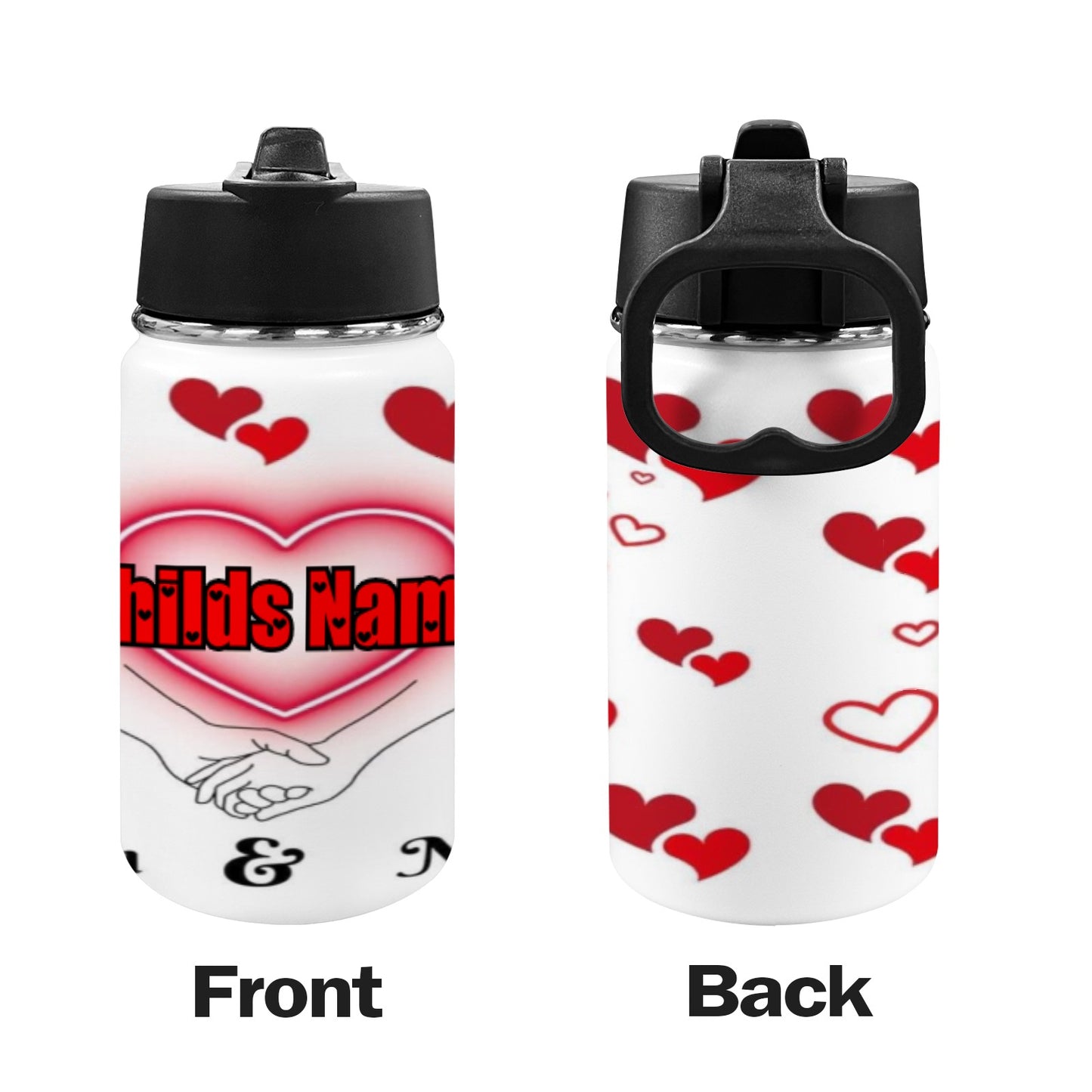 Child’s Name Valentines Day (Personalized) Kids Water Bottle with Straw Lid (12 oz)