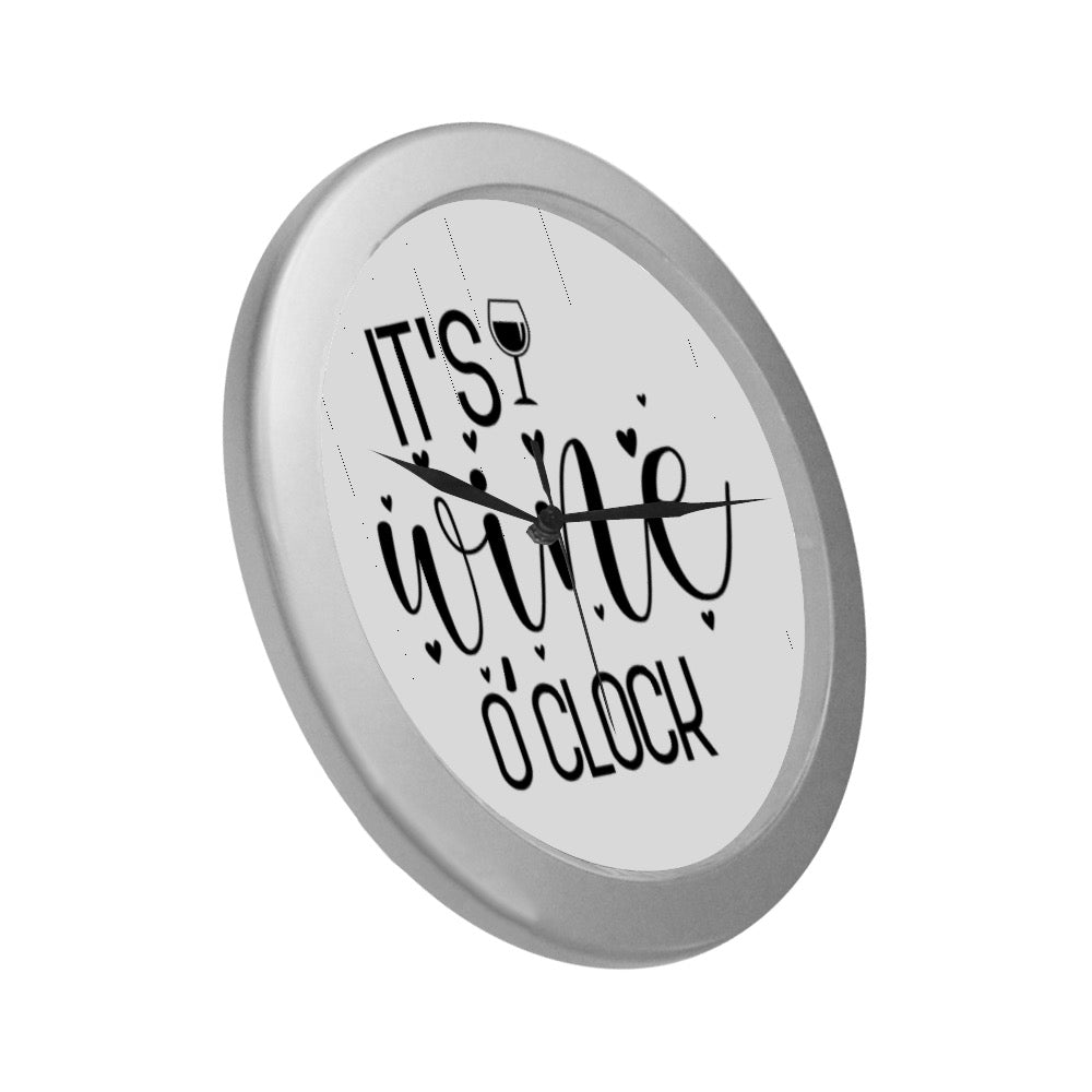 Wine O’Clock Silver Color Wall Clock