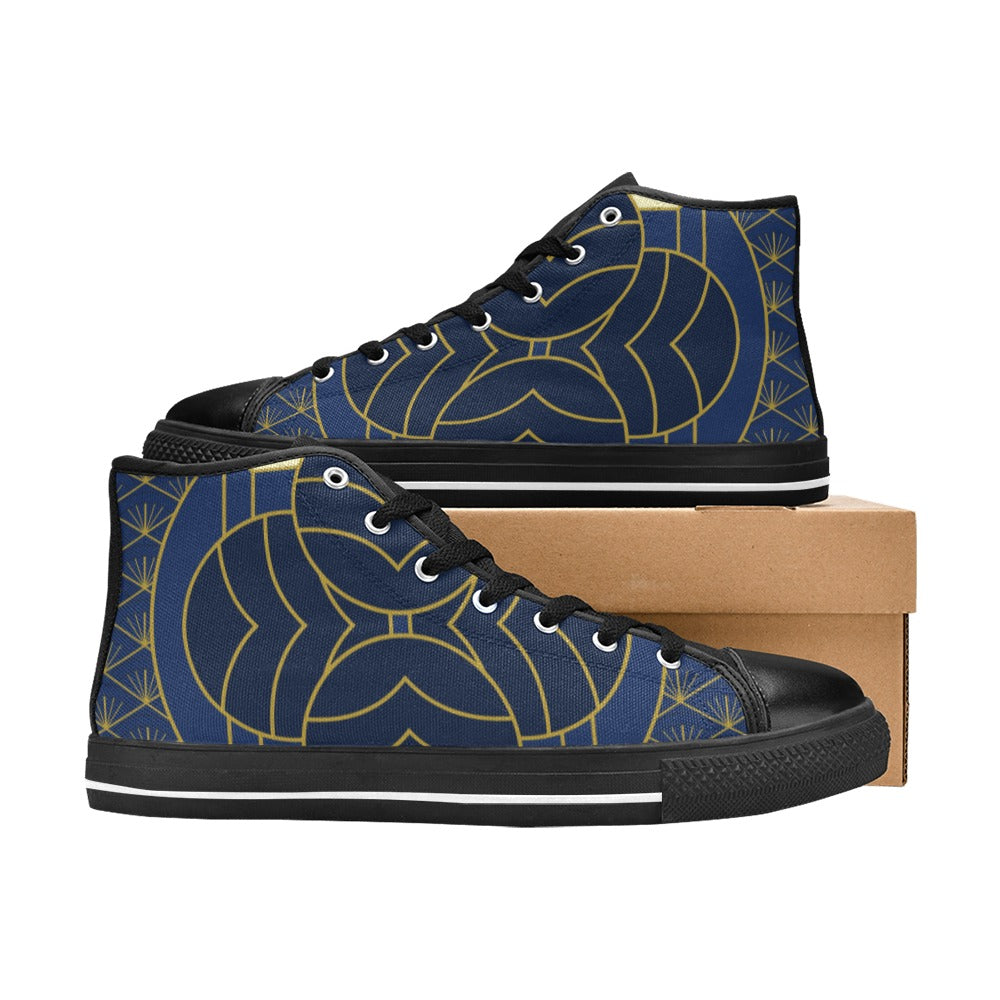 Navy Cut High Top Shoes- Kids