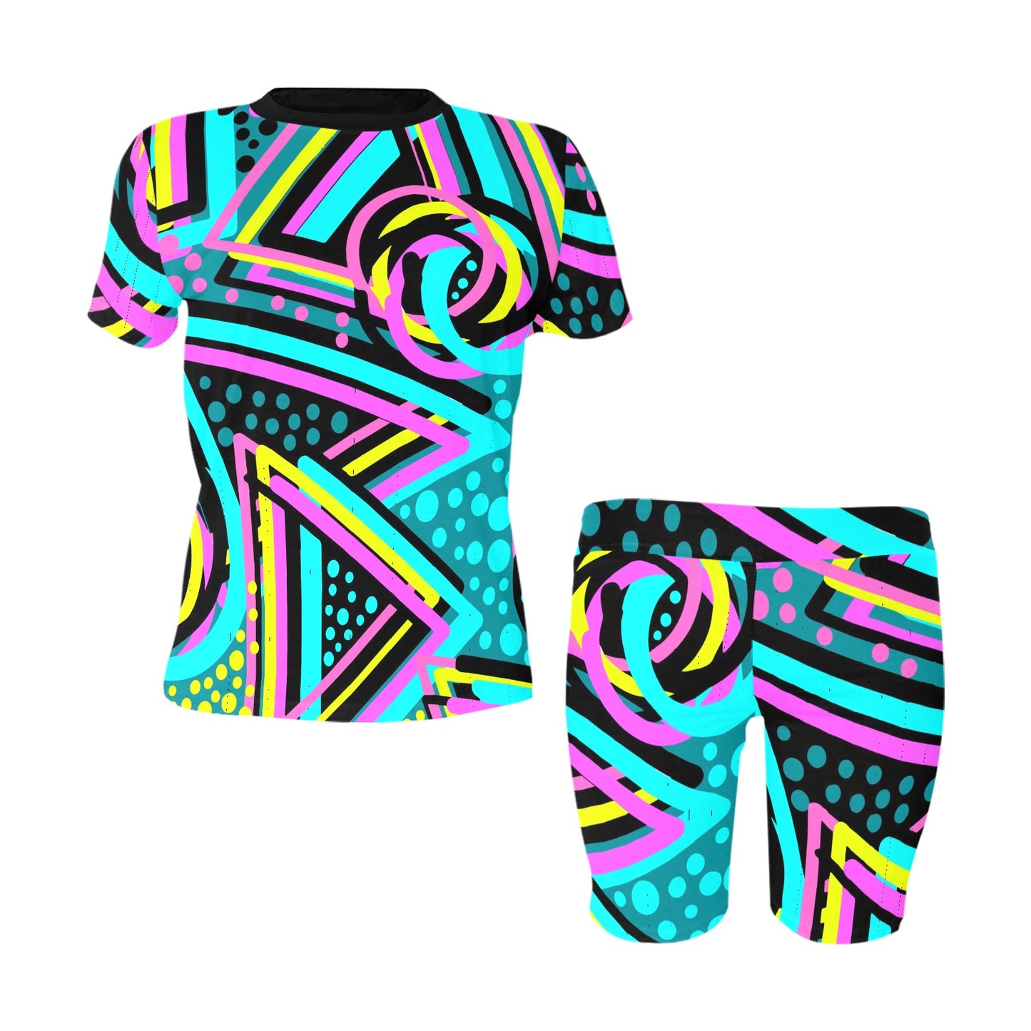 Colorful Geometric Women's Short Set