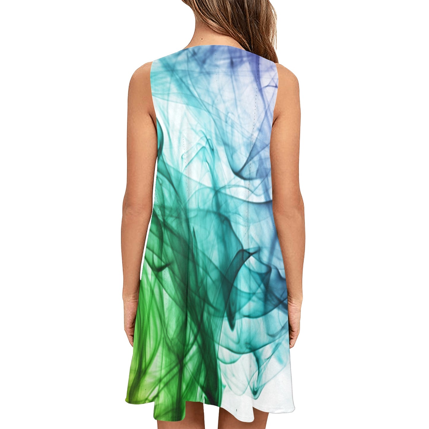 Color Whirl Sleeveless A-Line Pocket Dress