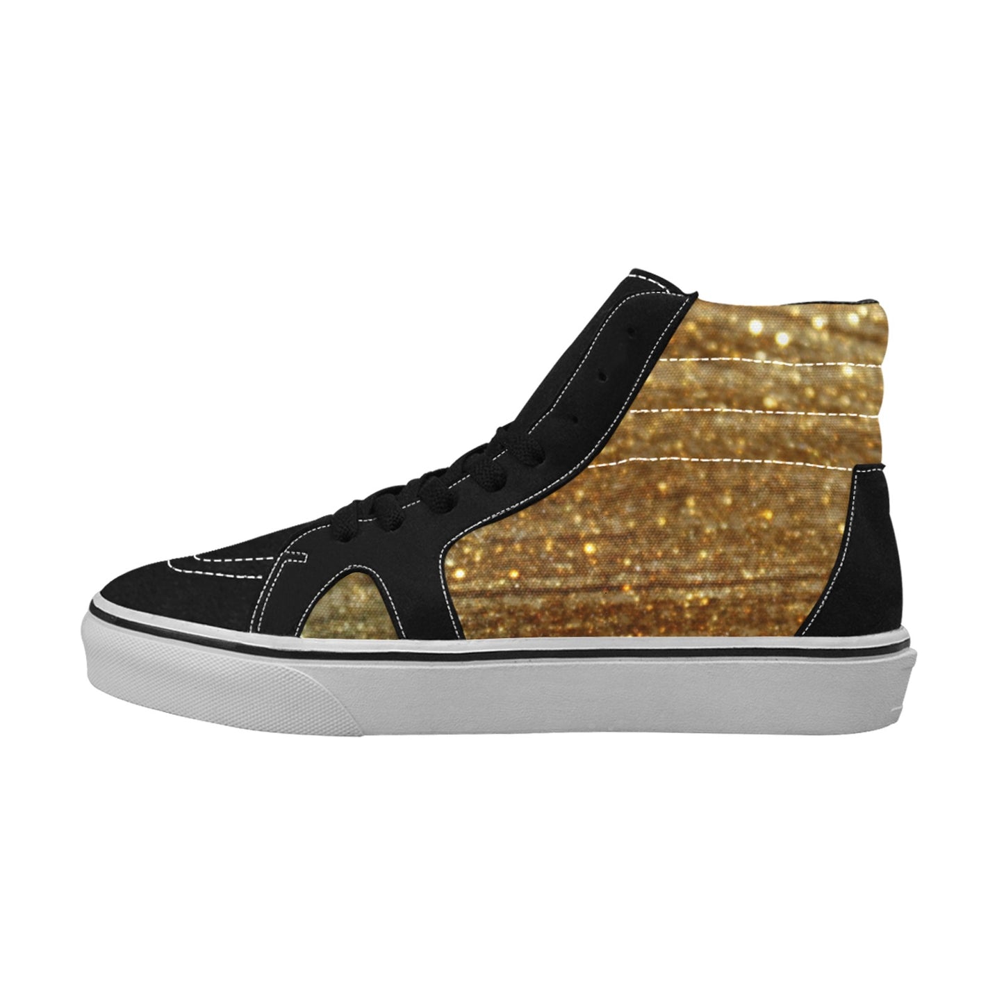 Gold Shimmer Men's High Top Skateboarding Shoes