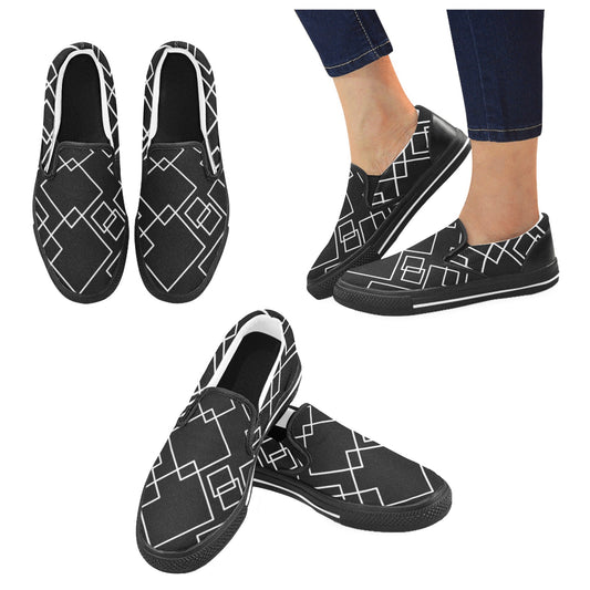 Black Squared Men's Slip-on Shoes