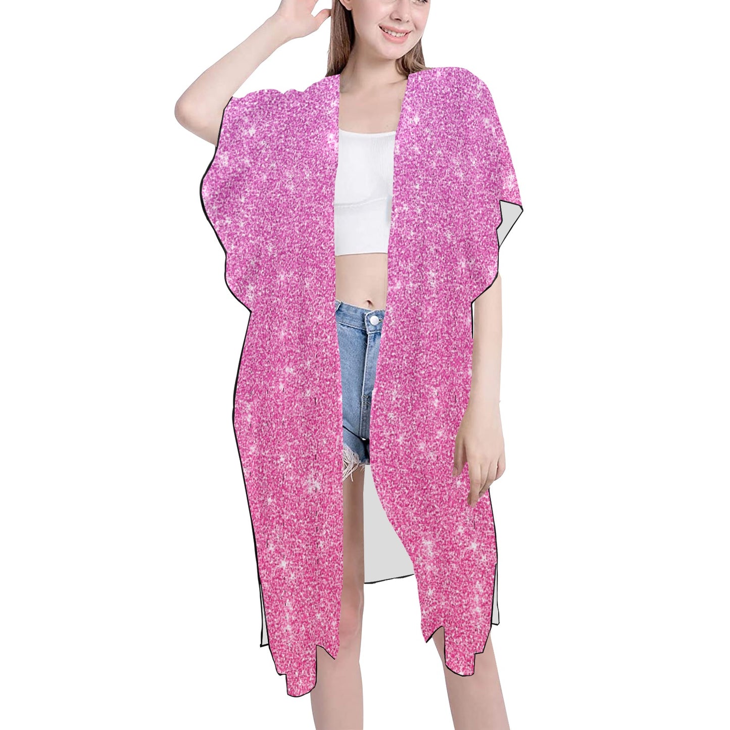 Pink Splash Chiffon Cover Up