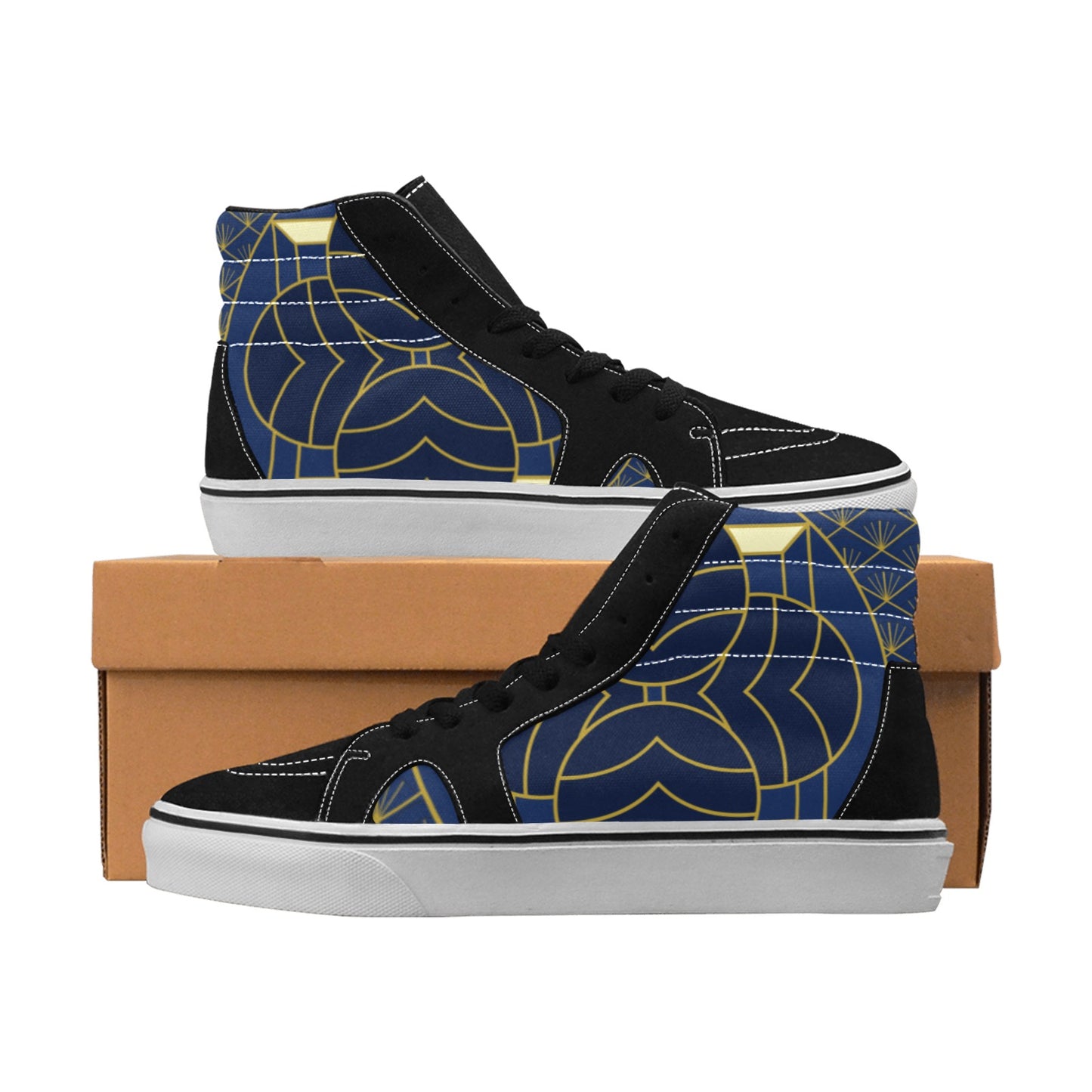 Navy Cut Men's High Top Shoes