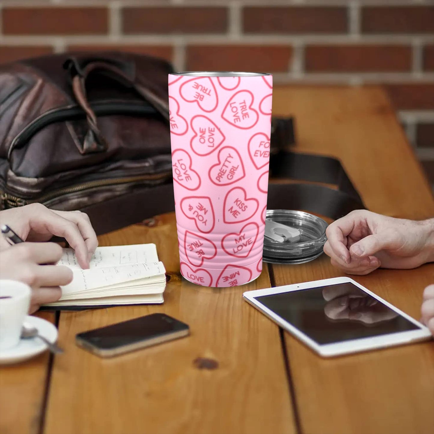 Pink Love Language Valentine’s Day 20oz Insulated Stainless Steel Mobile Tumbler