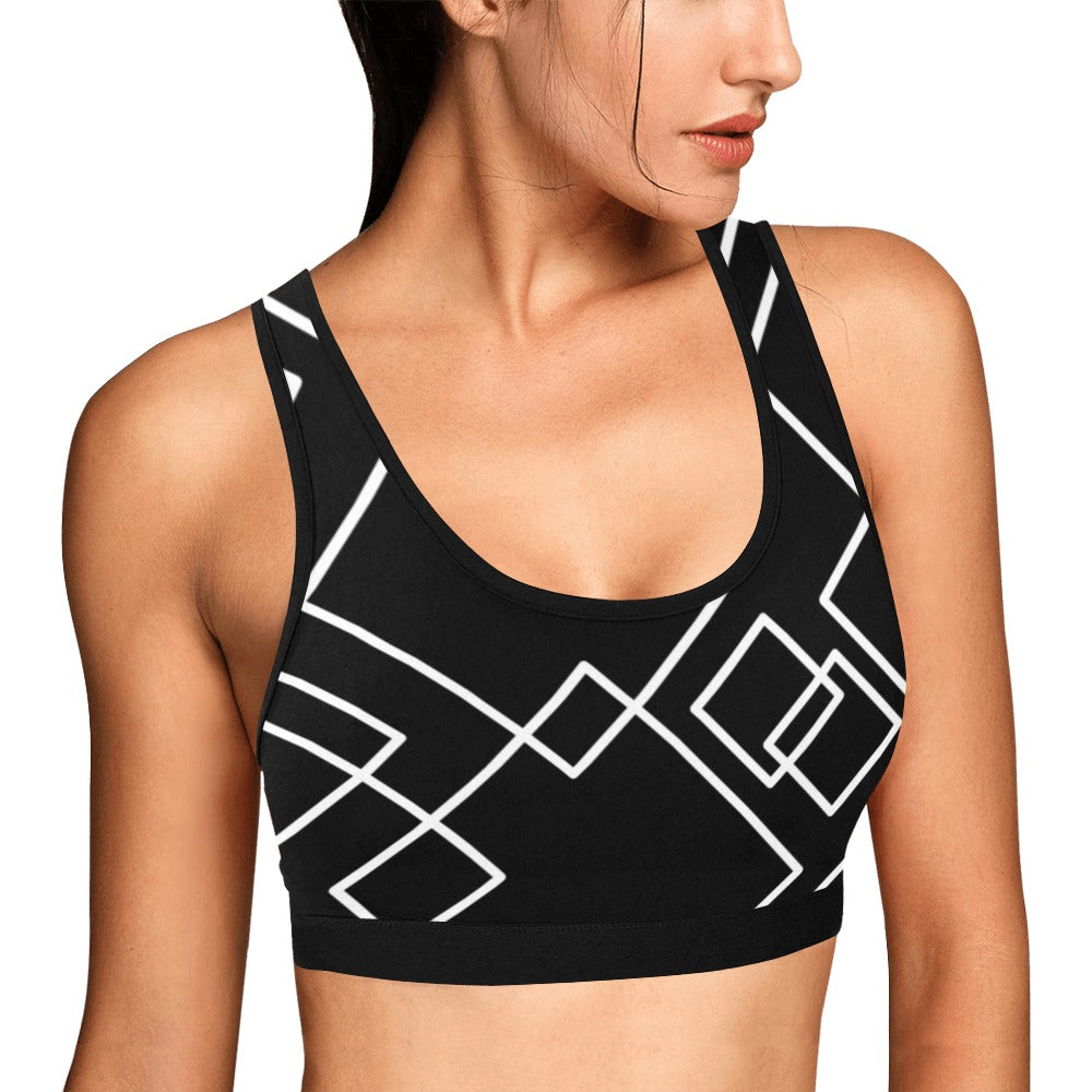 Black Squared Women's Sports Bra