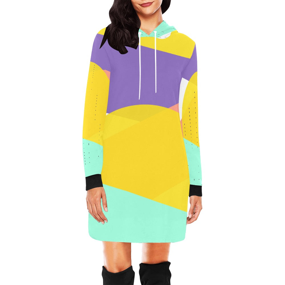 Multi Color Hoodie Mini Dress