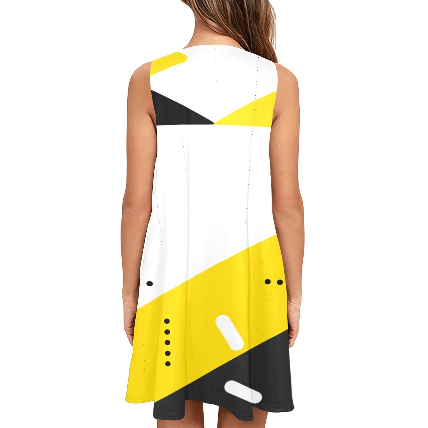 Black & Yellow Sleeveless Pocket Dress