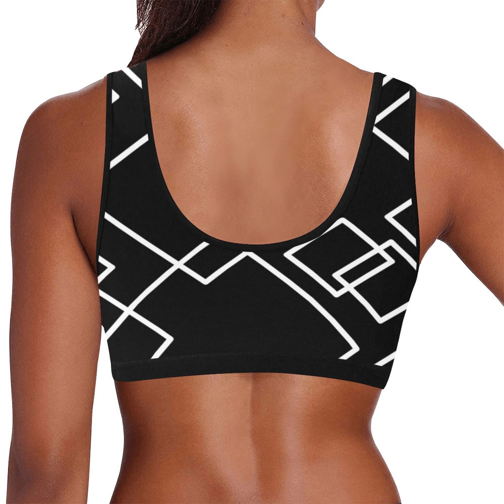 Black Squared Women's Sports Bra