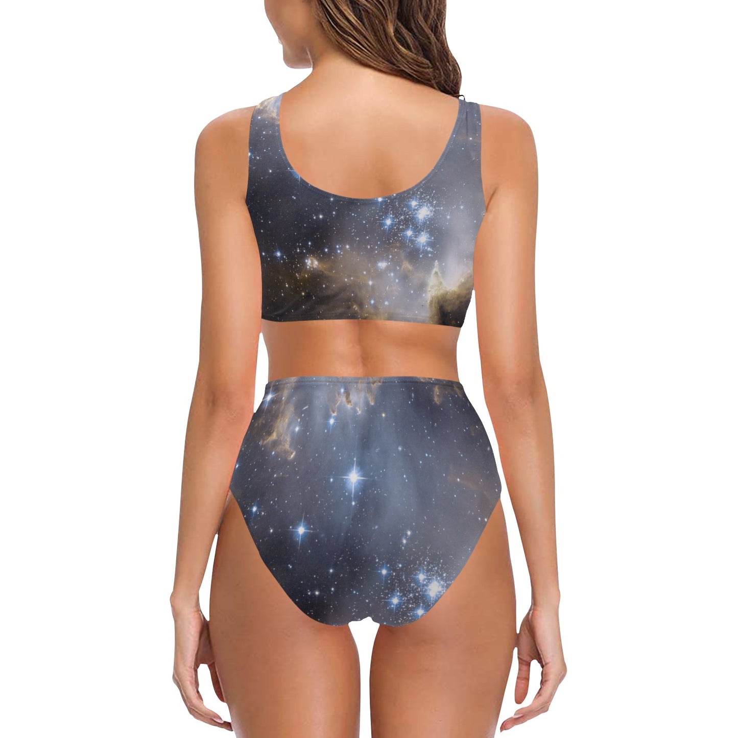 Night Galaxy Chest Bow Tie Bikini Swimsuit