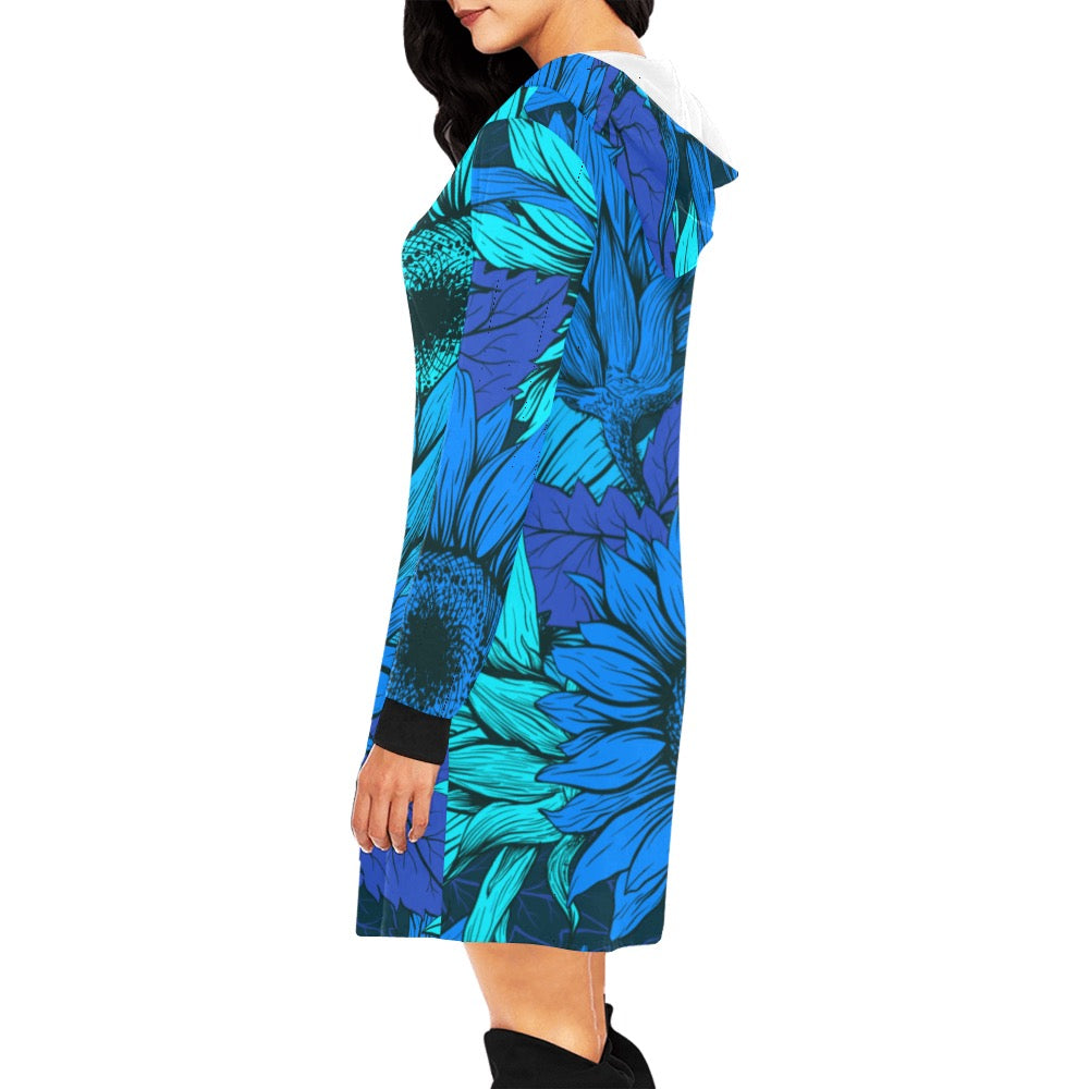 Blue Flow Hoodie Mini Dress