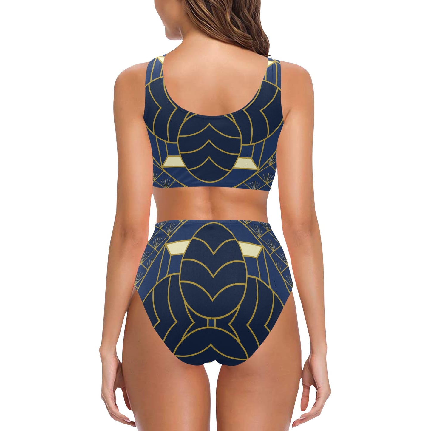 Navy Cut Chest Bow Tie Bikini Swimsuit