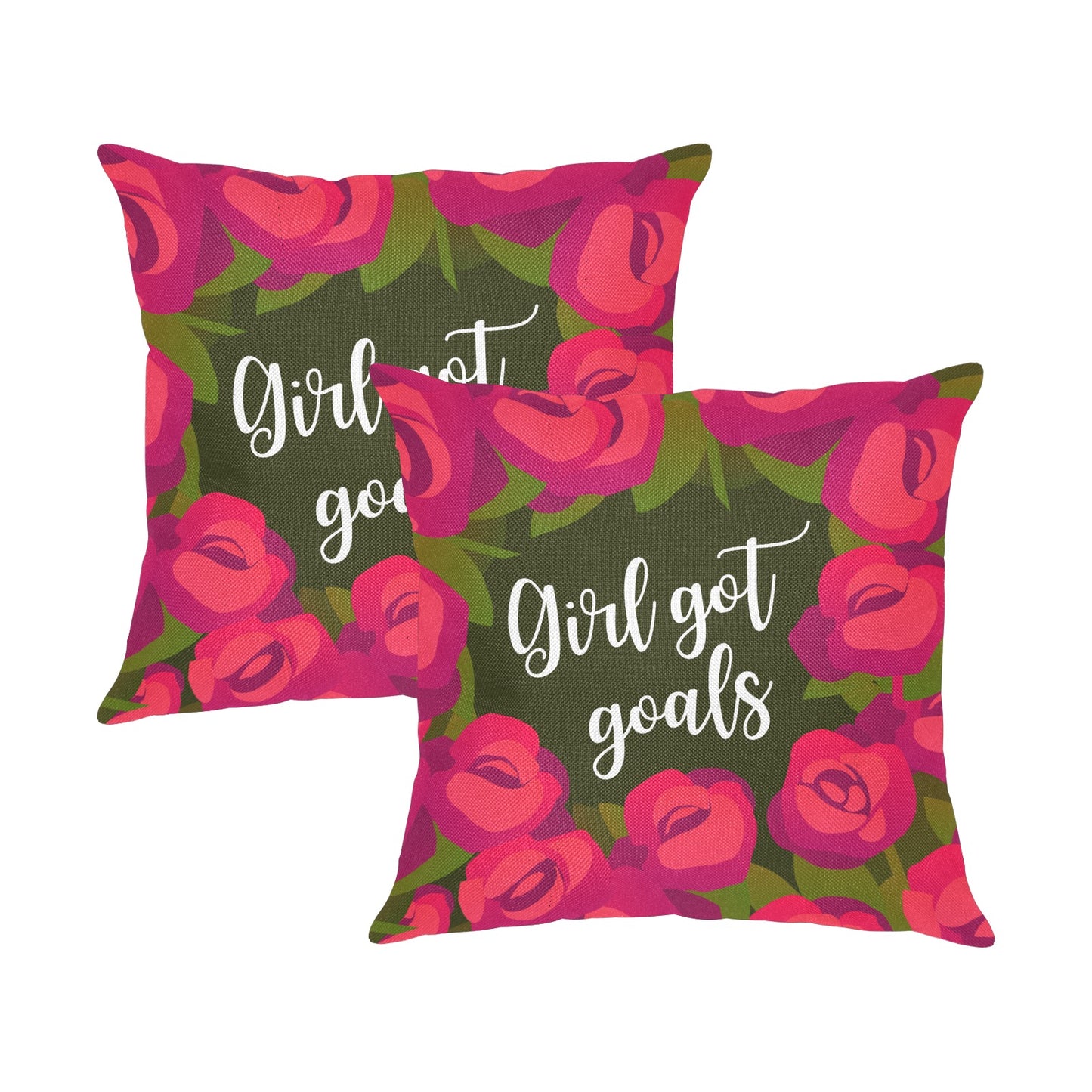 Girl Got Goals Linen Zippered Pillowcase 18"x18"(Pack of 2)