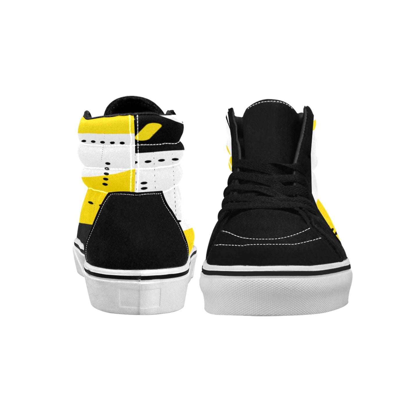 Black & Yellow Women's High Top Skateboarding Shoes