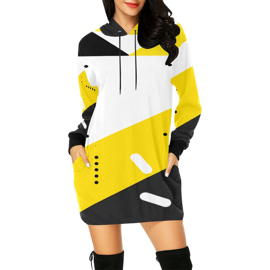 Black and Yellow Hoodie Mini Dress