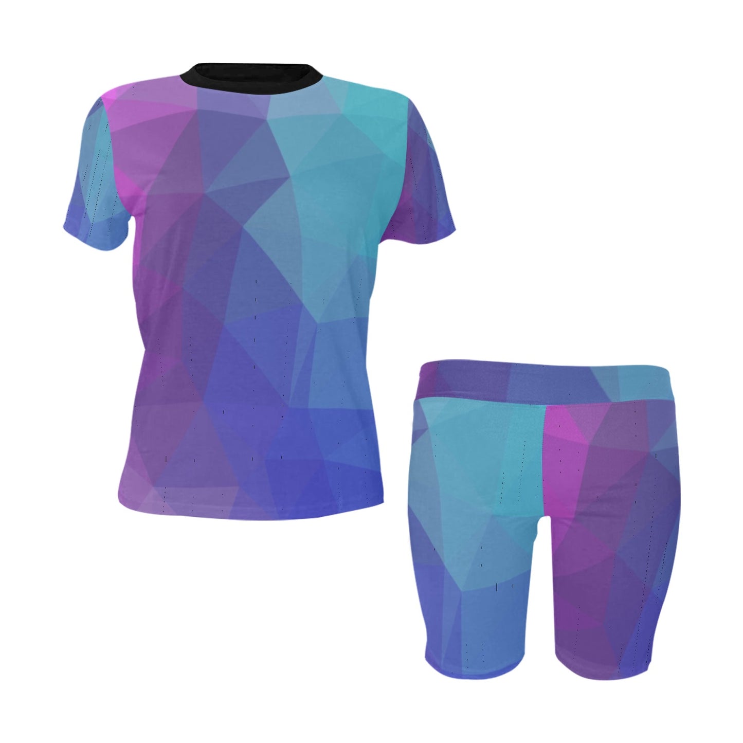 Blue Purple Women's Short Set